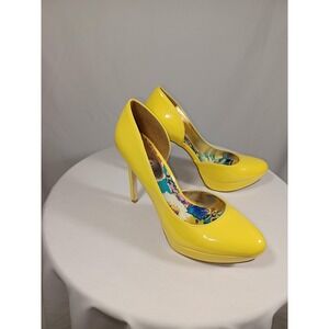 Madden Girl‎ Shoes Womens Size 8.5 Yellow Patent Platform High Heel Pumps Unite